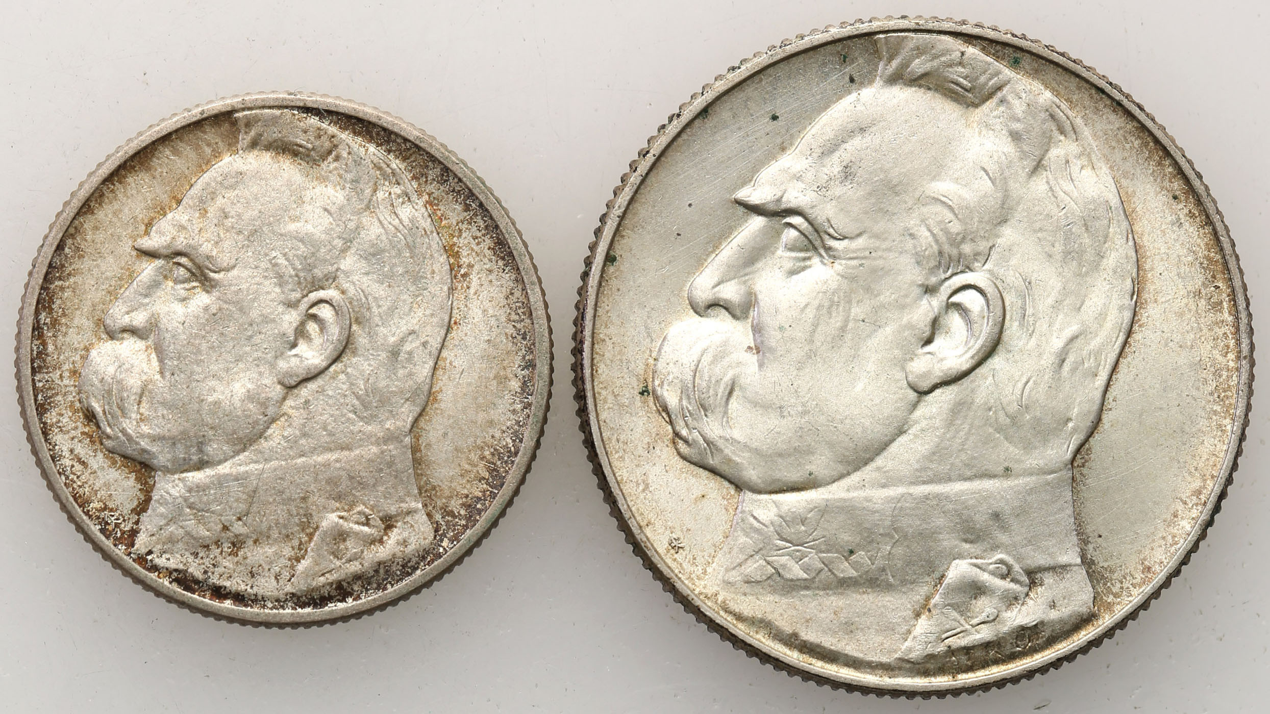 II RP. 2 złote 1934, 5 złotych 1938 Piłsudski, zestaw 2 monet